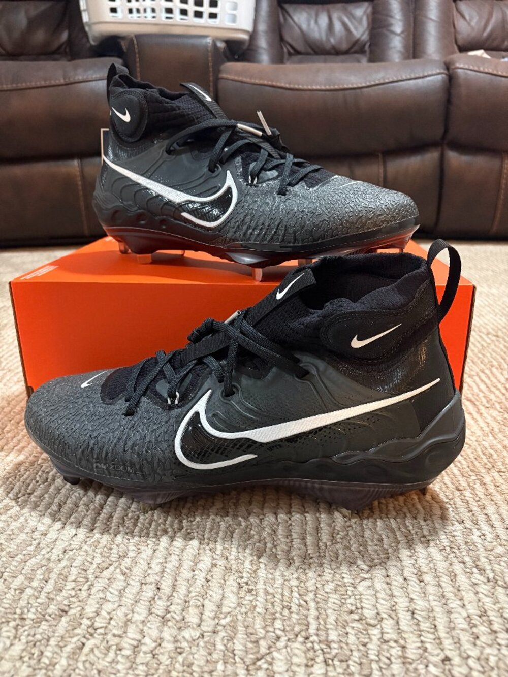 Nike Alpha Huarache NXT Black Metal Baseball Cleats DJ6517-010 Men's Size 13